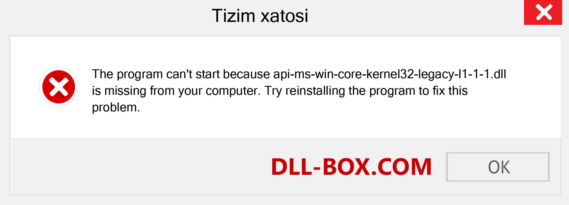 api-ms-win-core-kernel32-legacy-l1-1-1.dll fayli yo'qolganmi?. Windows 7, 8, 10 uchun yuklab olish - Windowsda api-ms-win-core-kernel32-legacy-l1-1-1 dll etishmayotgan xatoni tuzating, rasmlar, rasmlar